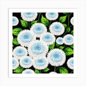 Blue Chrysanthemums Art Print