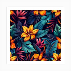 Tropical Floral Seamless Pattern Art Print