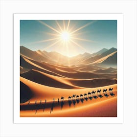 Camels In The Desert 4 Art Print