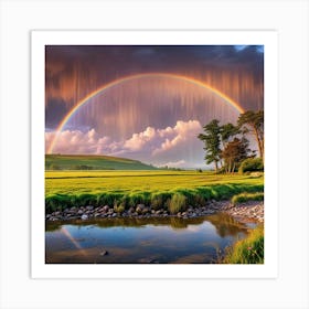 Rainbow Over A Field 1 Art Print