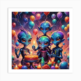 Aliens Birthday Party Art Print