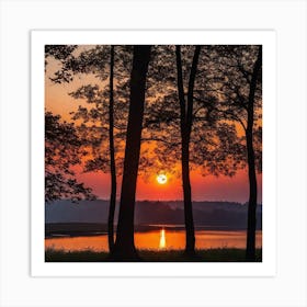 Sunset Over The Lake 10 Art Print