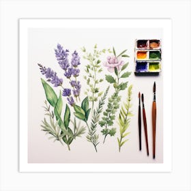 Watercolor Of Herbs Art Print