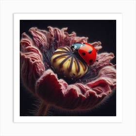 Poppy Head and Ladybird  Art Print