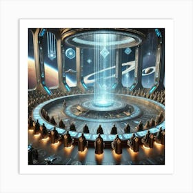 A Highly Detailed Science Fiction Illustration Of 3 Art Print