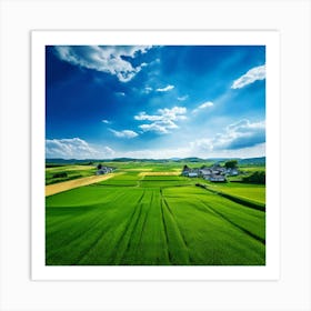 Green Farm Nature Field Landscape Countryside Agriculture Grass Gold Grow Japan Air Plan (5) Art Print