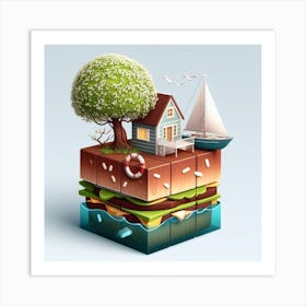 House In The Sea Art Print