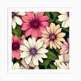 Seamless Pattern With Flowers 4 Art Print