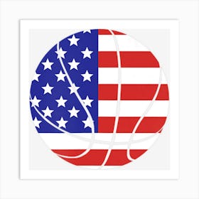 Patriotic American Us Flag Fourth July Basketball Art Print