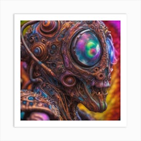 Psychedelic Biomechanical Freaky Wierdo From Another Dimension With A Colorful Background 2 Art Print