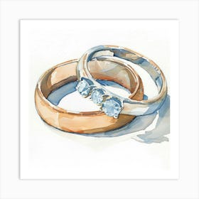 Watercolor Wedding Rings Close Up 17 Art Print