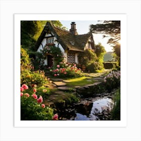 Cottage In The Garden Art Print