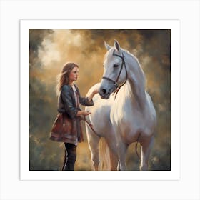 Girl And Her Horse Art Print