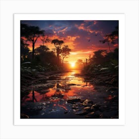 Sunset In The Jungle 6 Art Print