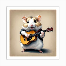 Hamster Playing Guitar 11 Art Print