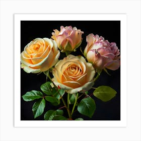 Colorful Roses Background Sharp And Focused Art Print