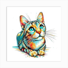 Feline Cat Creative Artwork Illustration 77 Art Print