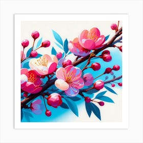 Branch of blossoming sakura 1 Art Print