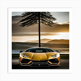 Golden Lamborghini 3 Art Print