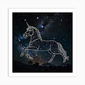 Unicorn In The Night Sky 2 Art Print