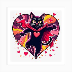 Valentine's Day Lovely Cat Superhero2 Art Print