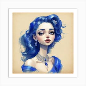 Blue Haired Girl 1 Art Print