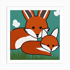 Cute Foxes Art Print