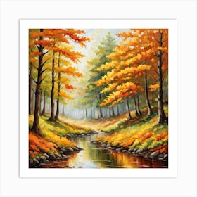 Forest In Autumn In Minimalist Style Square Composition 47 Art Print