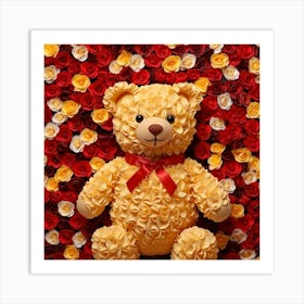 Teddy Bear With Roses 16 Art Print