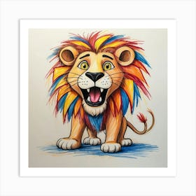 Lion Drawing 14 Art Print