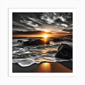 Sunset On The Beach 676 Art Print