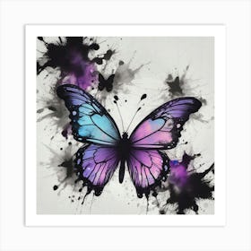 Butterfly With Paint Splashes 20 Art Print