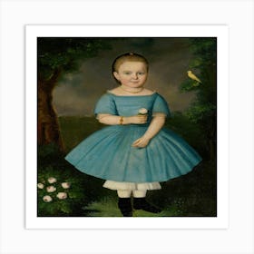 Little Girl In Blue Dress Art Print