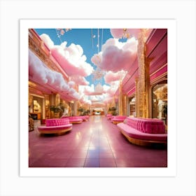 Firefly Dreamy Pink Mall With Cloud Benches And Golden Accents 27843 (2) Art Print