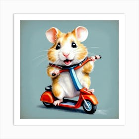 Hamster On A Scooter 4 Art Print