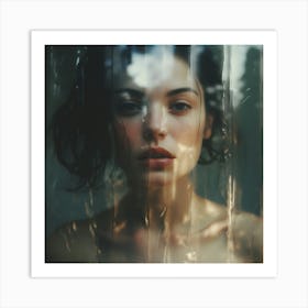 Portrait Of A Woman In The Rain Art Print