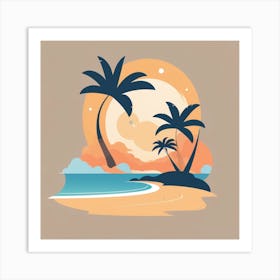 Palm Trees On The Beach Art Print