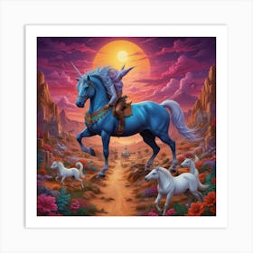 Unicorns In The Desert Art Print