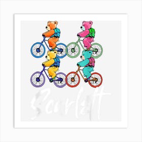 Scarlett Cute Teddy Bears And Bikes Bicycle Design Art Print