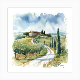 Watercolor Of Tuscany Art Print