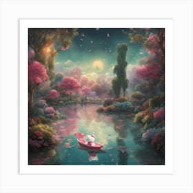 Kitty In A Boat Art Print