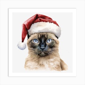 Siamese Cat In Santa Hat 10 Art Print