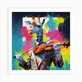 Giraffe Playing Violin Art Print