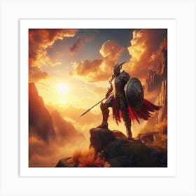 Warrior On A Mountain Art Print