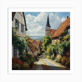 Street In Germany - Bavarian German Village Art Print