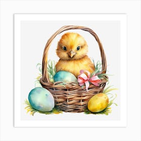 Easter Chick In Basket 3 Art Print