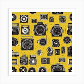 Vintage Camera Pattern Art Print