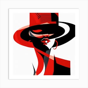 Woman In Red Hat 3 Art Print