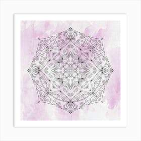 Mandala and Watercolor Background Art Print