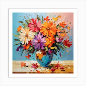 Flowers In A Blue Vase Art Print